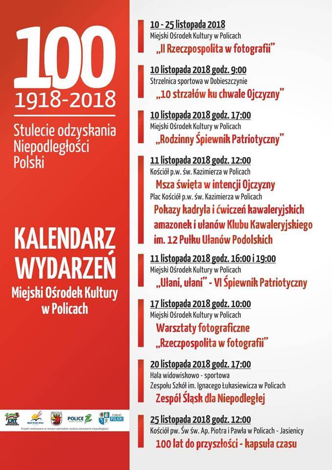 Zapraszamy na wydarzenia związane z 100 rocznicą odzyskania przez Polskę niepodległości