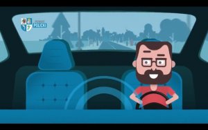 Animacja rysunkowa kierowca prowadzący samochód