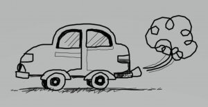 Rysunek auta z rurą wydechową