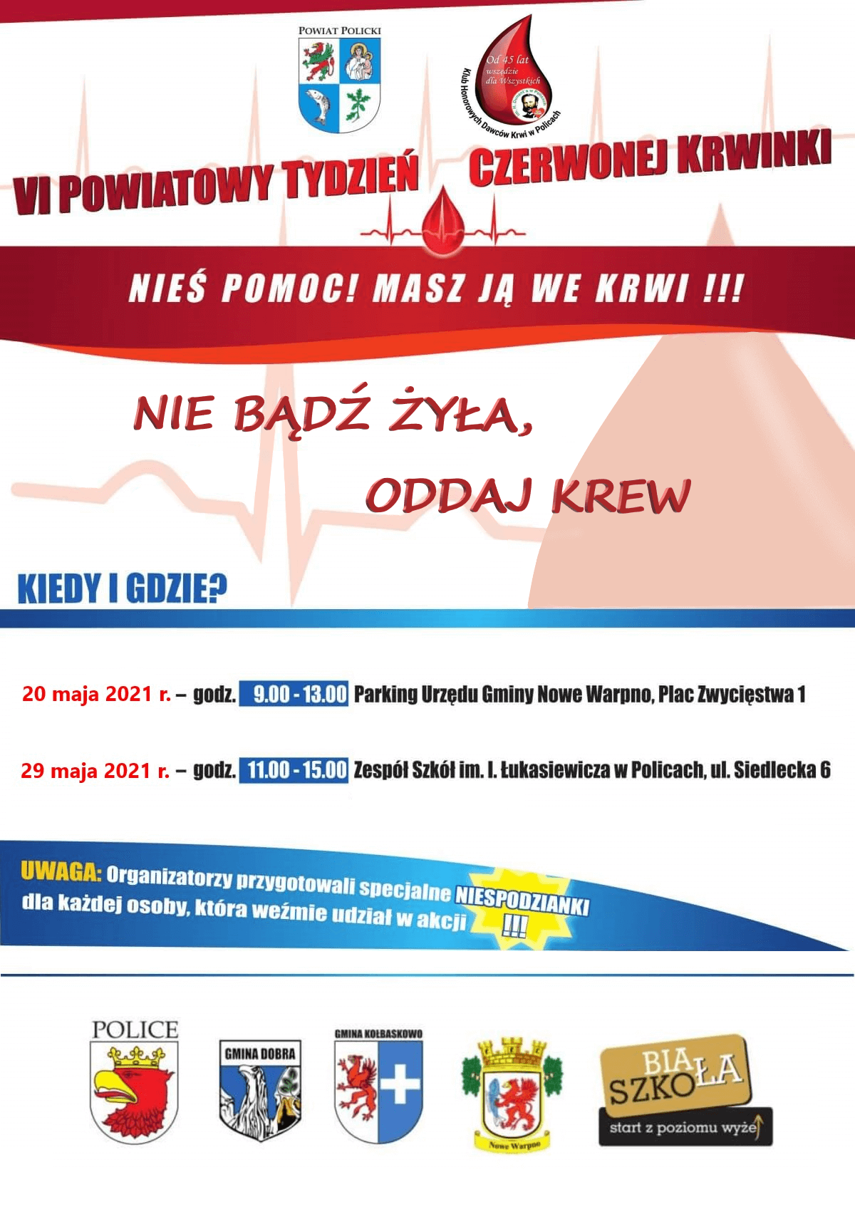 Plakat promujący VI Powiatowy Tydzień Czerwonej Krwinki