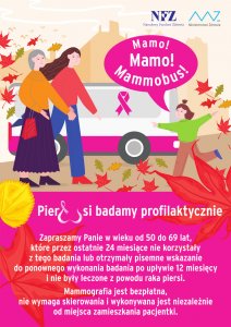 Plakat promujący bezpłatne badania mammograficzne