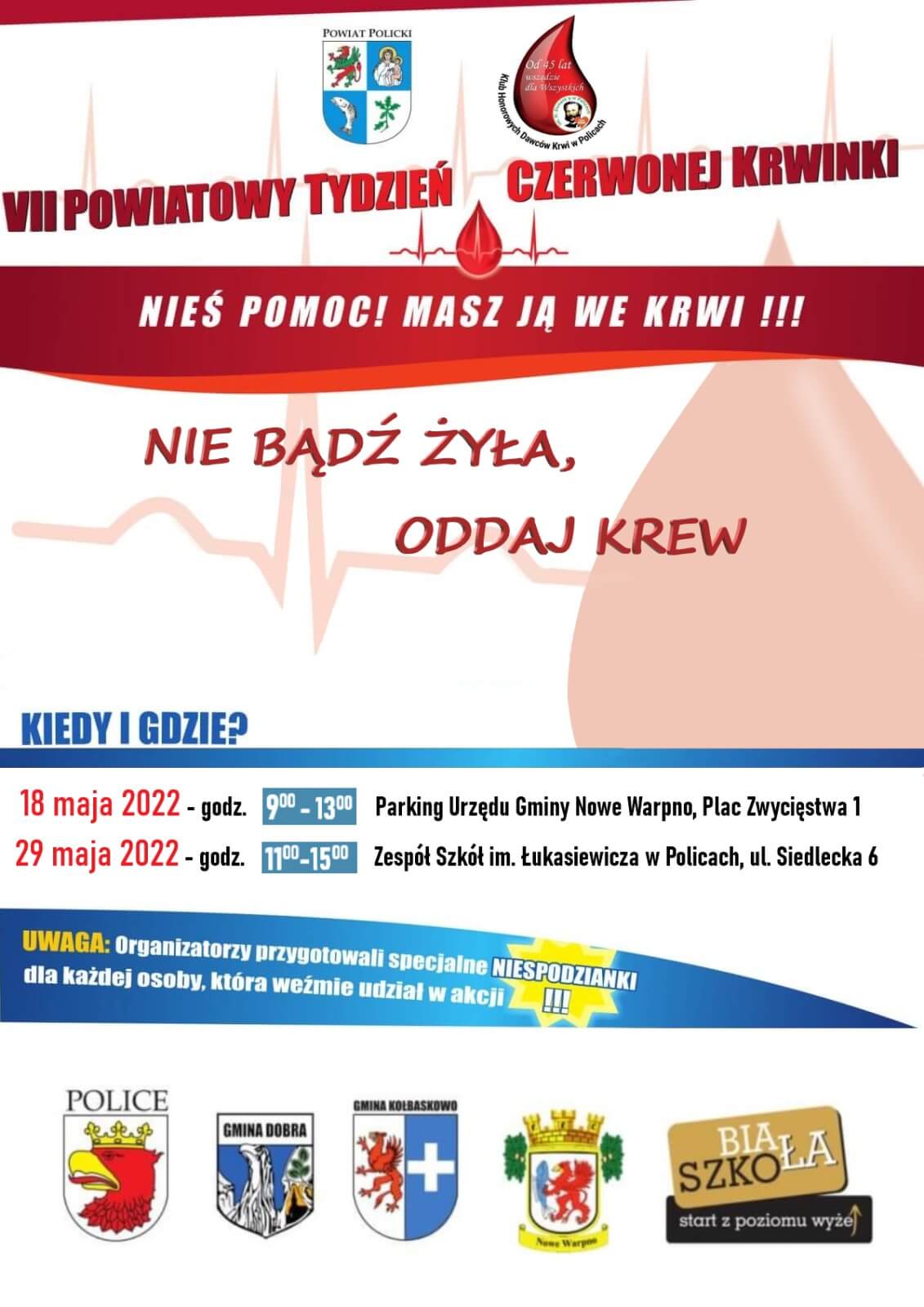 Plakat promujący akcję "Powiatowy Tydzień Czerwonej Krwinki"