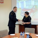 Wójt Gminy Dobra Teresa Dera z Komendantem Straży Pożarnej w Policach