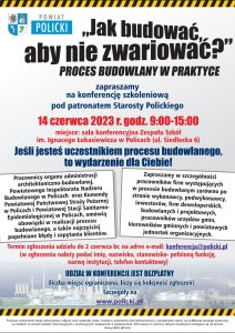 Plakat informujący o konferencji szkoleniowej.