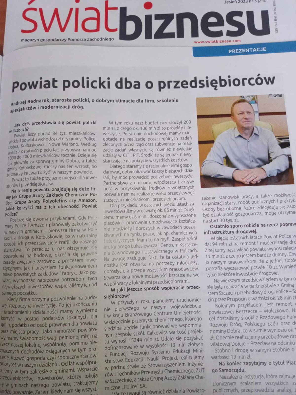 Strona gazety, tekst powielony w artykule na stronie www.policki.pl