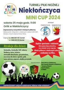 Plakat Turnieju Piłki Nożnej Niekłończyca MINI CUP 2024 
