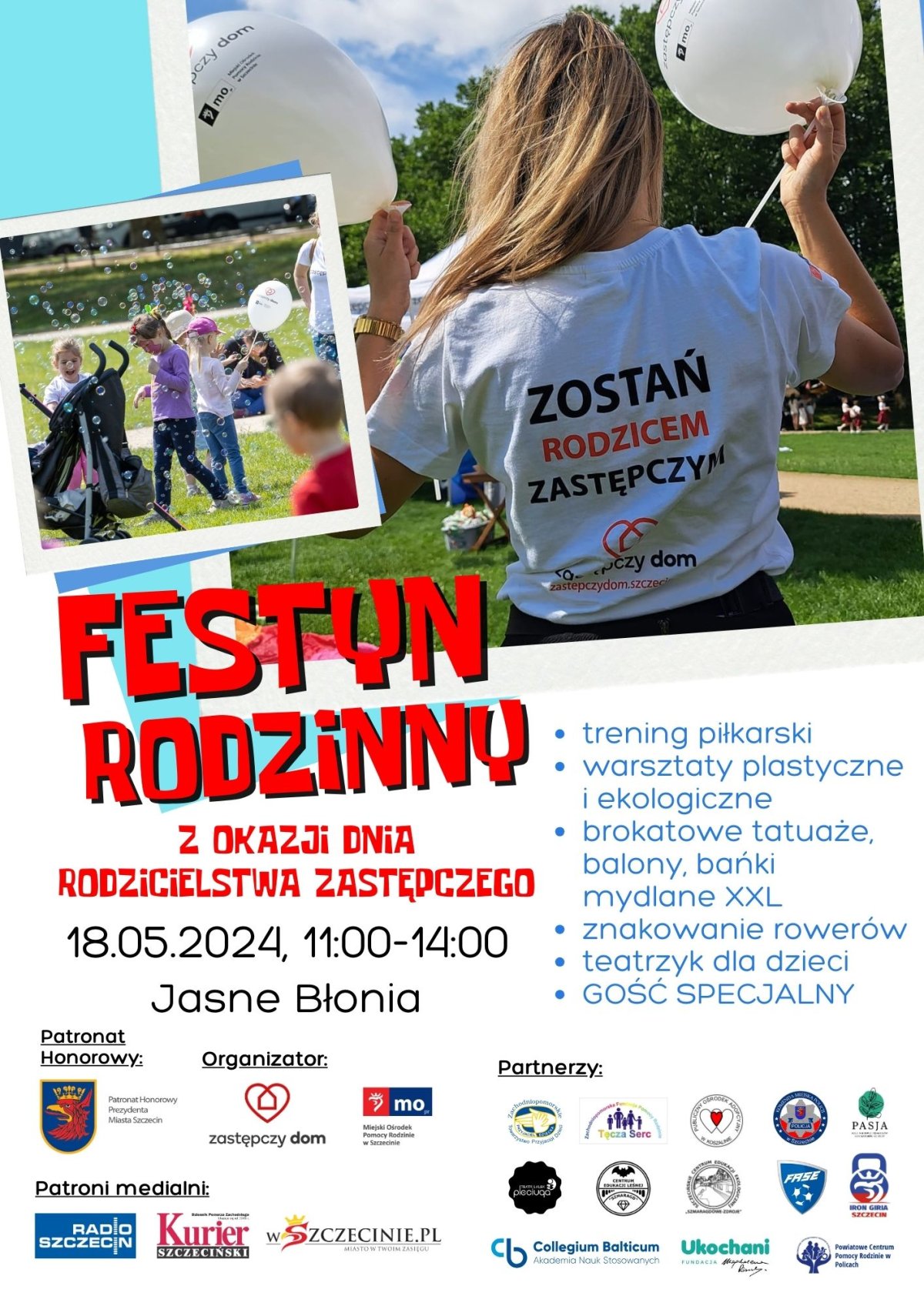 Plakat Festynu Rodzinnego na Jasnych Błoniach w Szczecinie