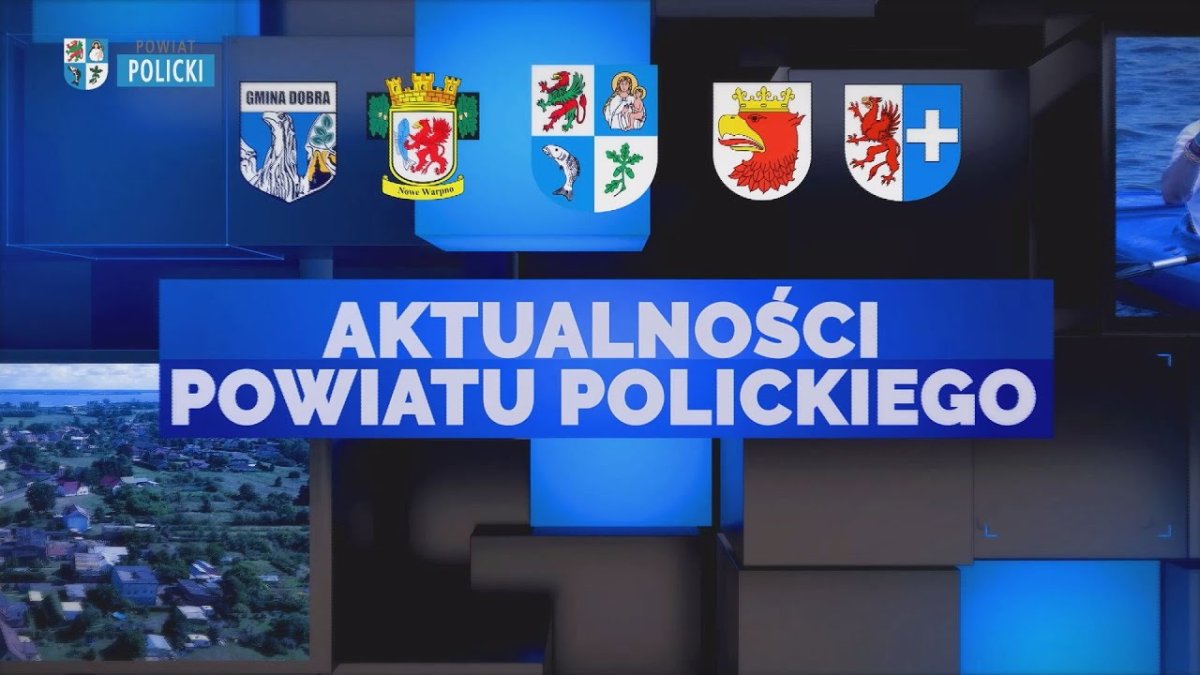 Baner z napisem aktualności Powiatu Polickiego