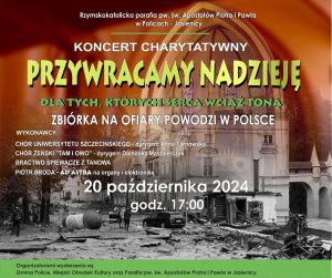 Grafika wydarzenia Rzymskokatolickiej Parafii pw. św. Apostołów Piotra i Pawła w Policach - Jasienicy w celu zebrania funduszy dla ofiar powodzi