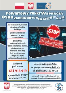 Plakat Powiatowego Punktu Wsparcia Osób Zagrożonych Uzależnieniem