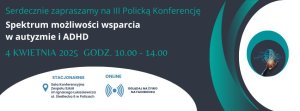 Plakat III Policka Konferencja SPEKTRUM MOŻLIWOŚCI WSPARCIA w AUTYZMIE I ADHD