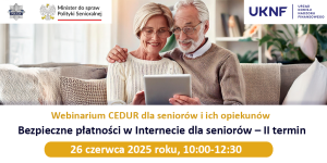 Plakat webinarium dla seniorów i ich opiekunów