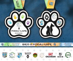 Plakat biegu z psem pn. "Podaj Łapę"