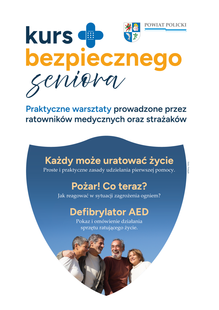 Starostwo Powiatowe w Policach zaprasza na kolejne spotkania w ramach projektu „Kurs Bezpiecznego Seniora”.