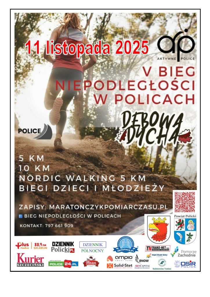 Plakat biegu niepodległości w Policach